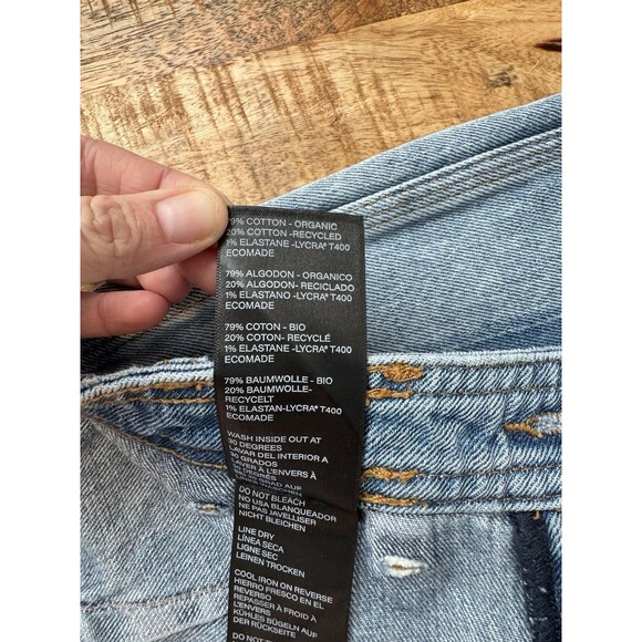 Seventy + Mochi Women's High Rise Wide Leg Mabel Jeans Patch Pocket Raw Hem 28 - Picture 6 of 12